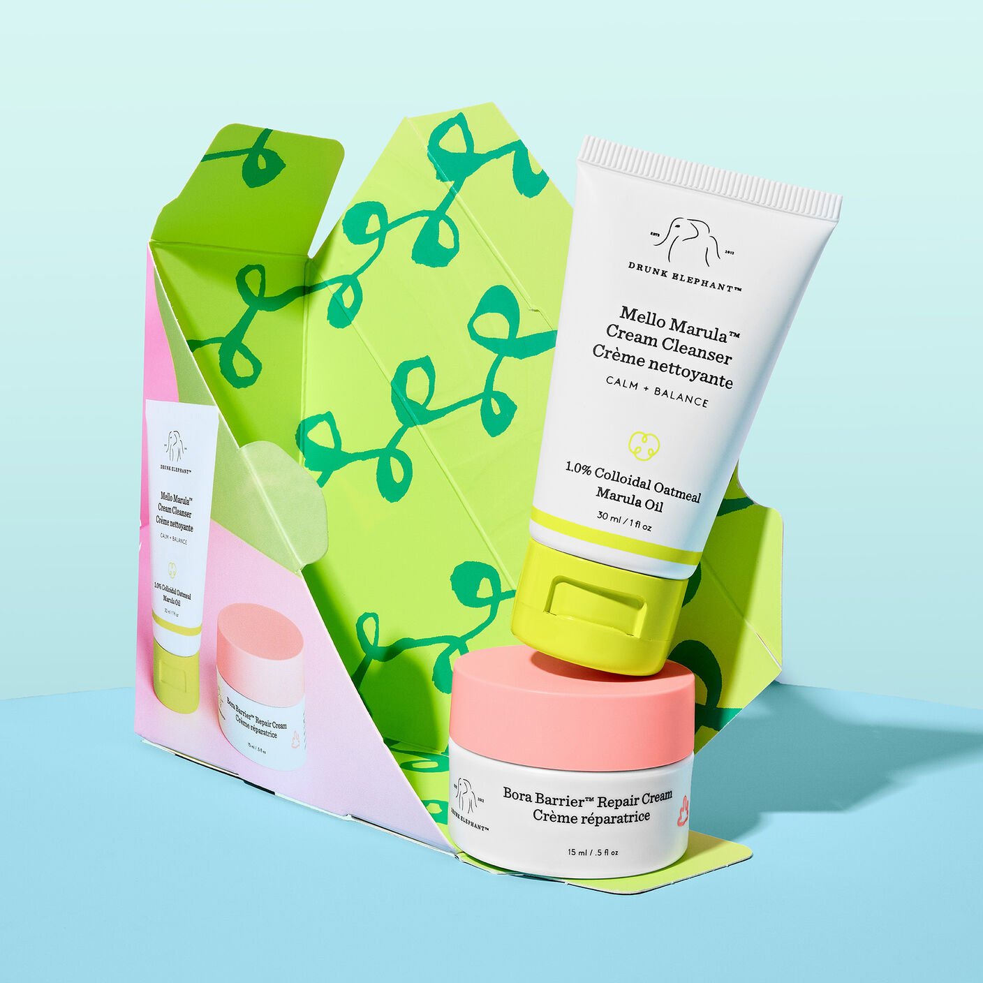 Conjunto de cuidados para a pele de tamanho viagem calmante e nutritivo | Drunk Elephant