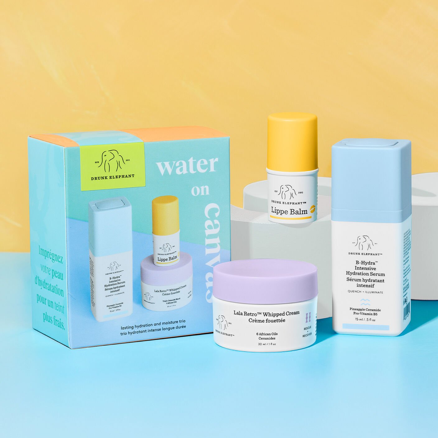 Conjunto de cuidados para a pele portátil hidratante e nutritivo | Drunk Elephant