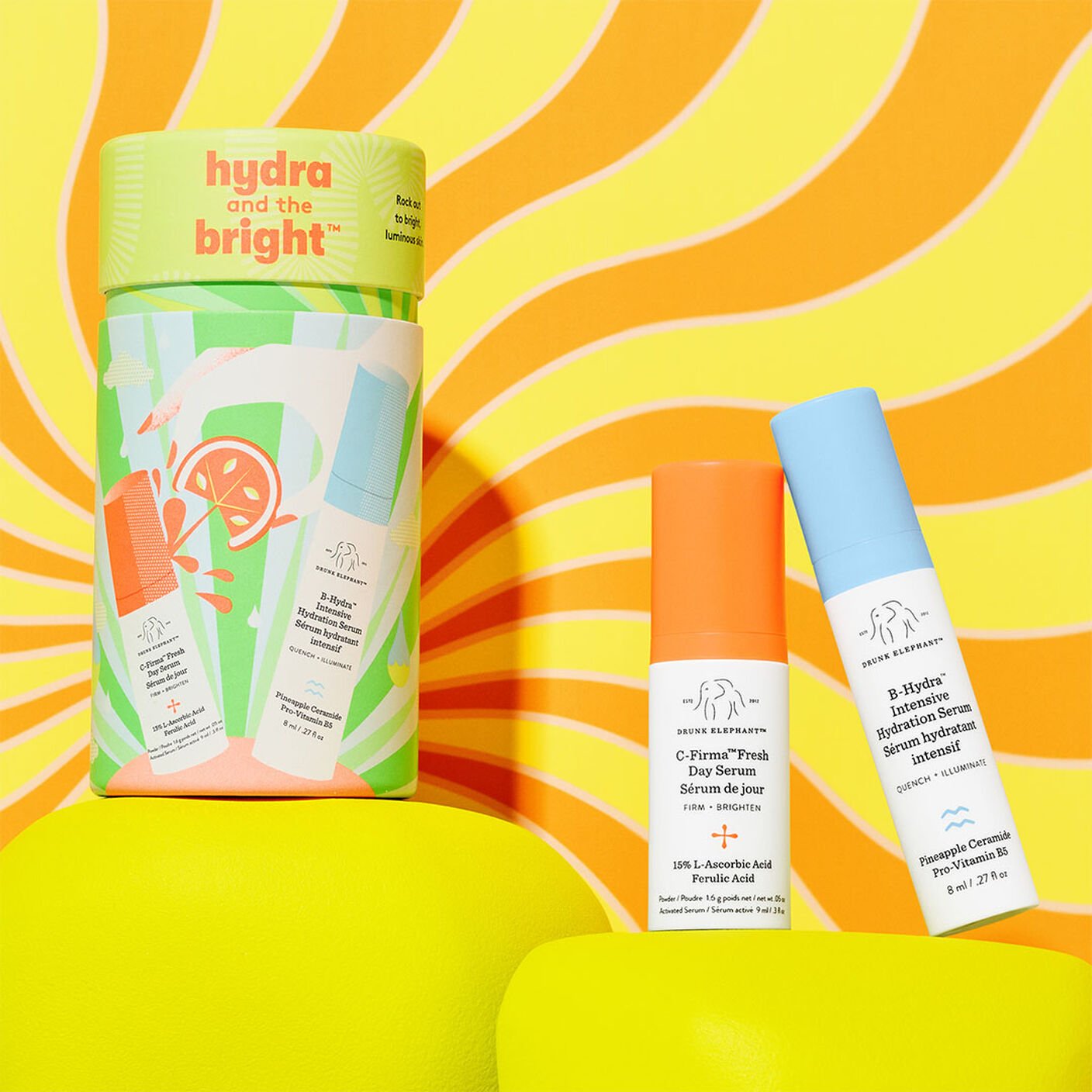 Kit de viajem com séruns iluminadores e hidratantes | Drunk Elephant